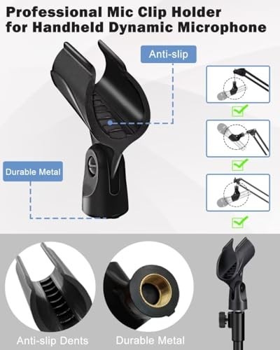 Desktop Mic Stand Tripod Foldable Portable Microphone Stand with Clip Holder
