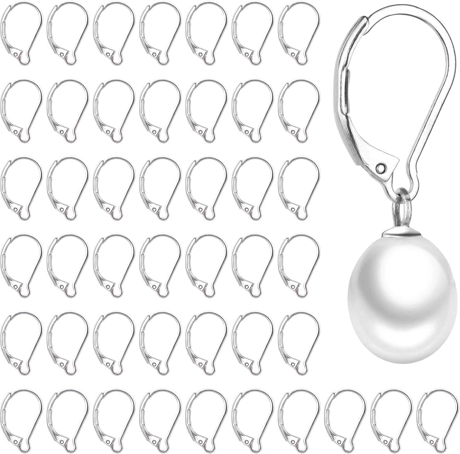 50pcs Stainless Steel Lever Back Earring Clasps leverback French Earring Hook...
