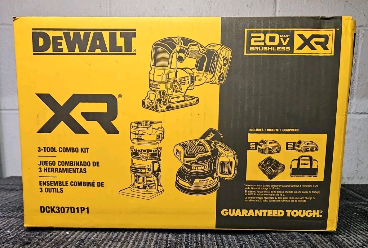 DeWalt Tools DCK307D1P1 20V MAX XR Brushless Woodworking 3-Tool Combo Kit