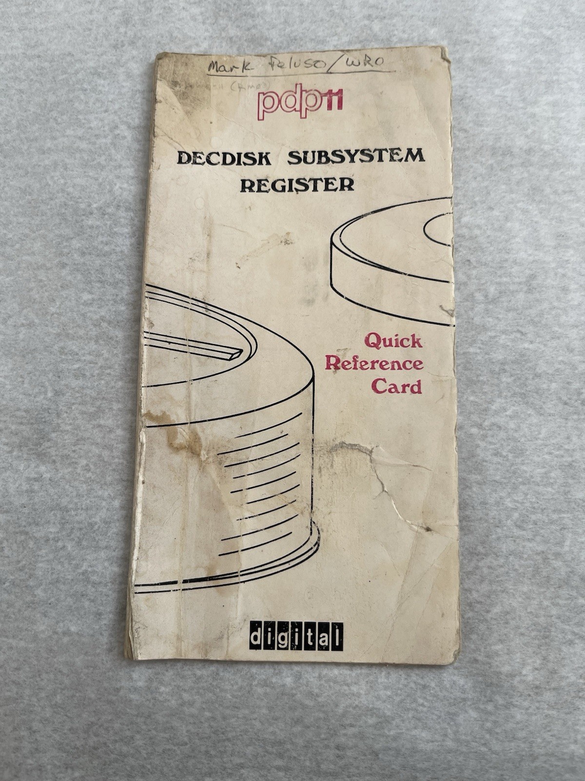 DEC PDP 11  DecDisk SubSystem Register Quick Reference Card EH 18955 18/80