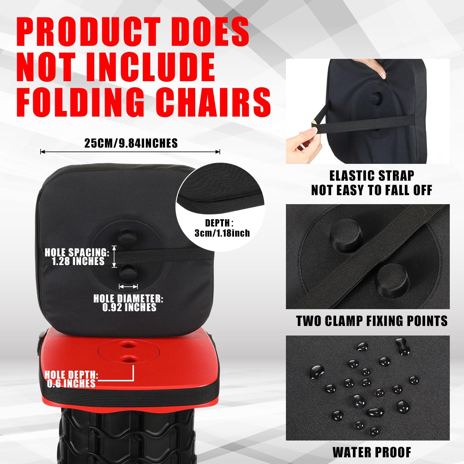 1 Pack Square Telescopic Stool Cushion (Exclude Chair) with Memory Foam Retra...