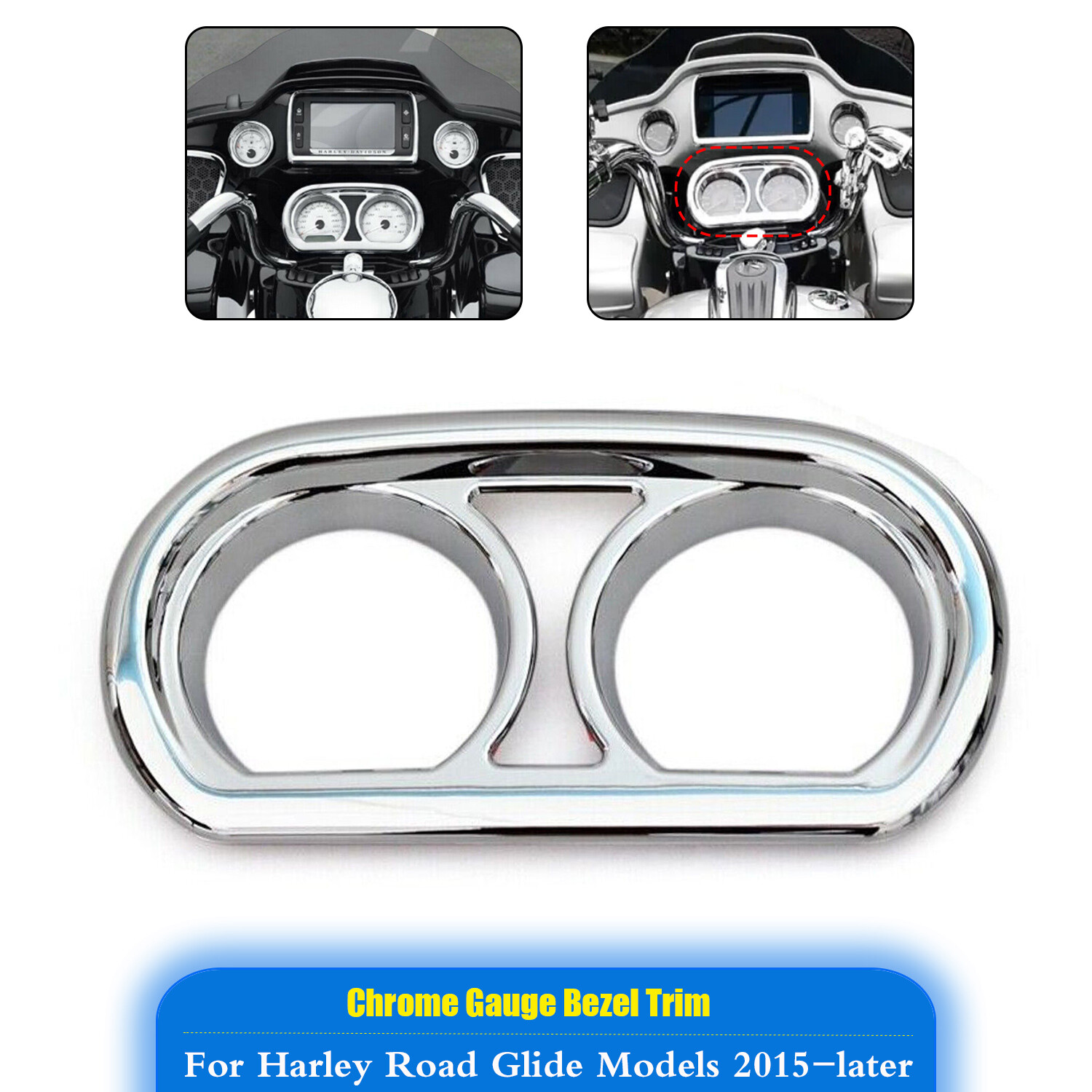 Motor Chrome Gauge Bezel Trim Fit For Harley Road Glide FLTRX FLTRXS Ultra FLTRU
