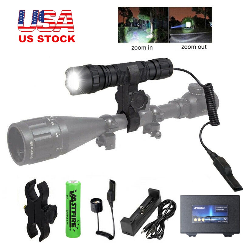 Strong Mounted Light 8000Yard LED Flashlight Torch Rechargeable with Scope Mount