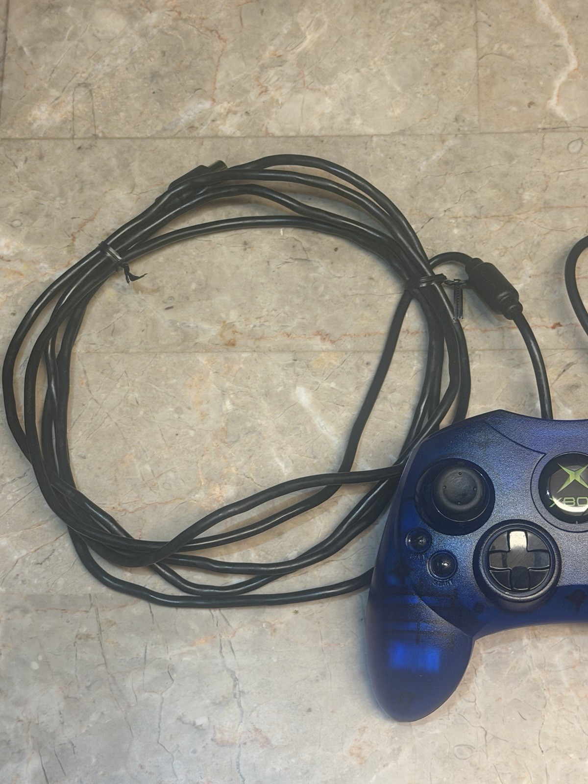 Original Xbox OEM S Type Blue Controller New Sticks & Break Cable