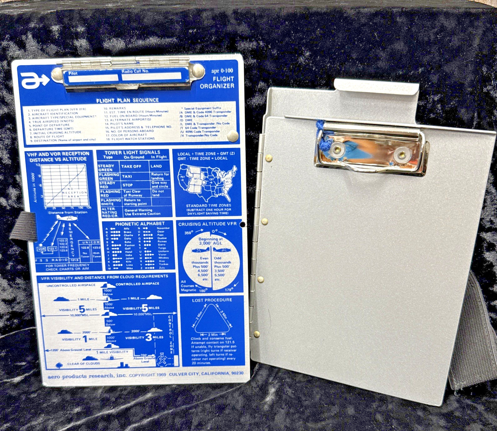 APR 0-100 Aero 1969 Fight Organizer & Notebook Clipboard Knee Board Lot (2)