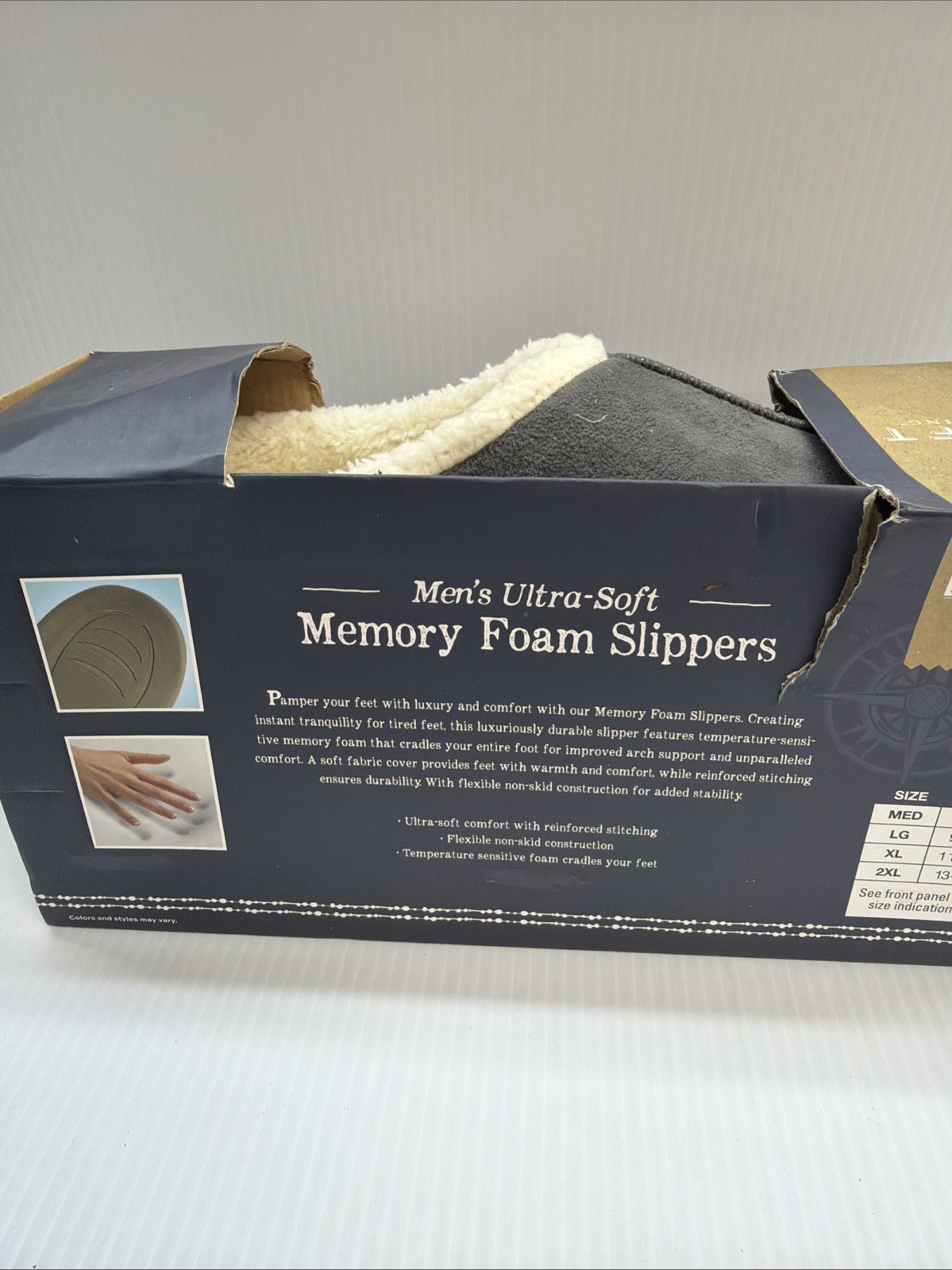 Loft Living Men's Ultra Soft Memory Foam Insulated Slippers XXL Gray