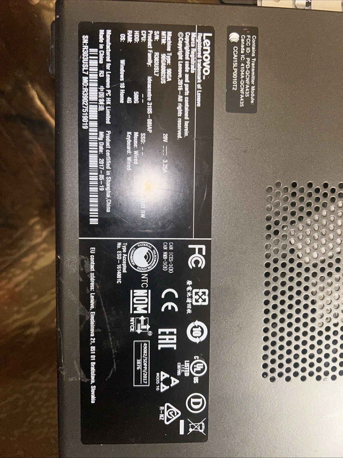 Lenovo 90GA IdeaCentre 4GB RAM 500 GB Hard Drive Windows 10 Computer Tower
