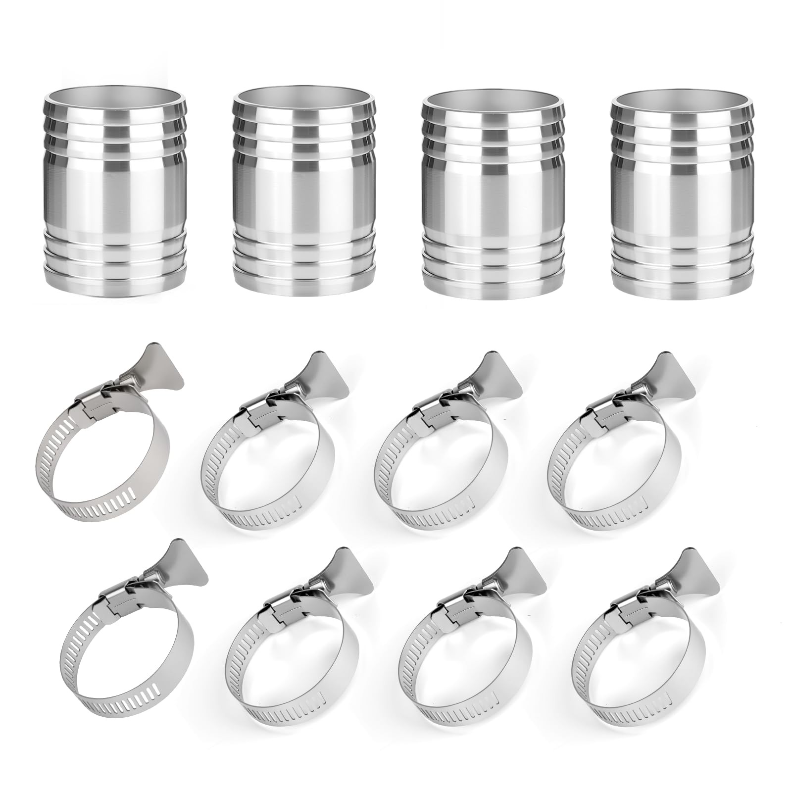 4 PCS 304 Stainless Steel Hose Barb Fittings 11/2 To 11/2 Inch Splicer