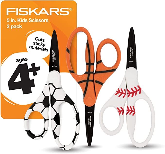 99 Pack Fiskars Kids Scissors Sport MVP Non-Stick Pointed-tip (5") Bulk Pack