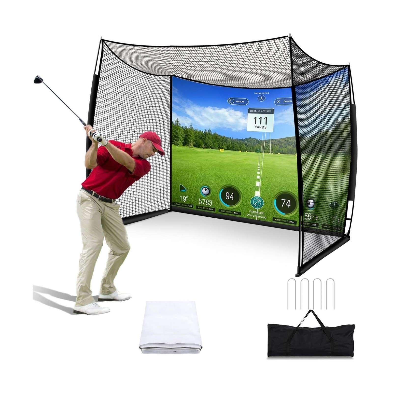 Golf Net with Impact Screen, 11x8FT Spacious Golf Practice Net for Backyard, ...