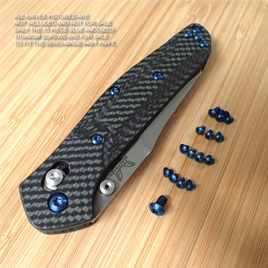 Benchmade 940-1 Osborne Knife 16 PC BLUE Anodized Titanium Screw Set + Pivot Set