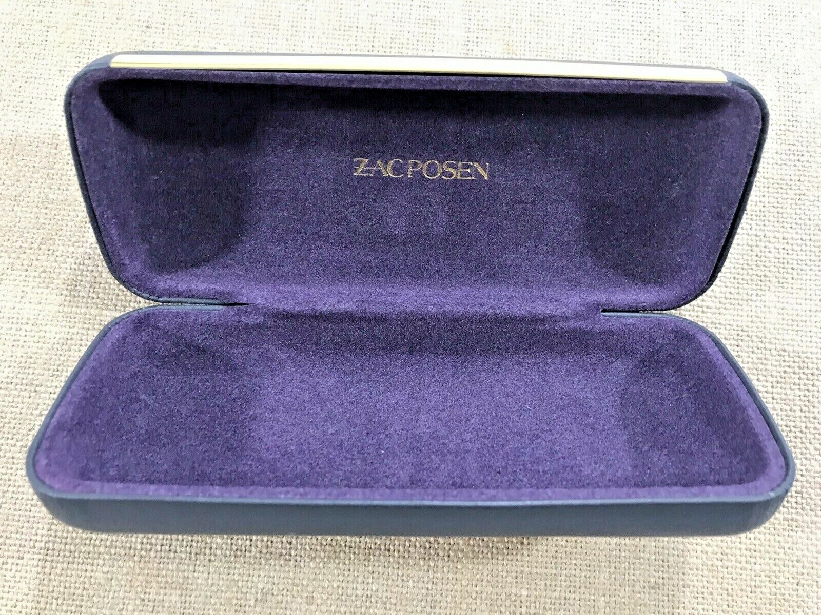 Original ZAC POSEN Eyeglass Case Black w/Gold Logo and Purple Blue Lining NICE!