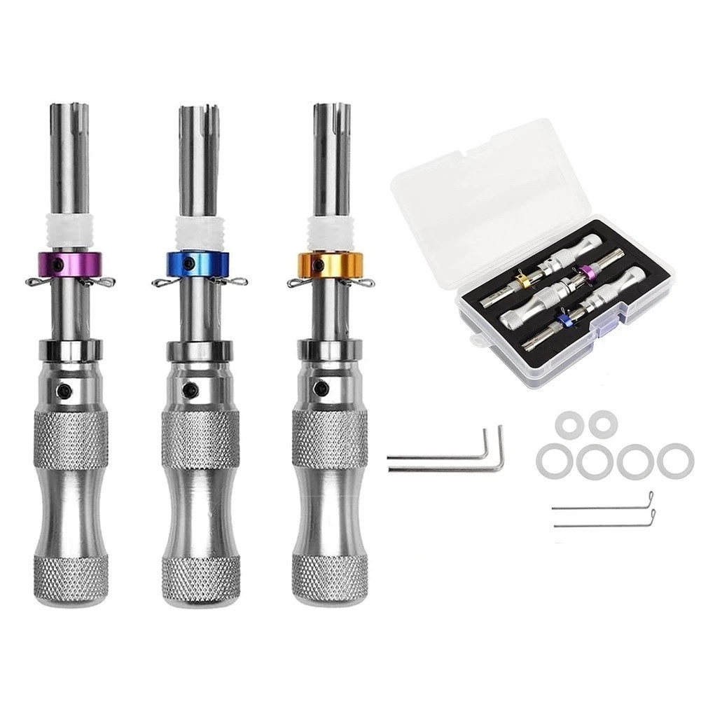 3PC 7 Pin Advanced Tubular Lock Tool Set For Padlock Hook Tool Seal Pick Puller.