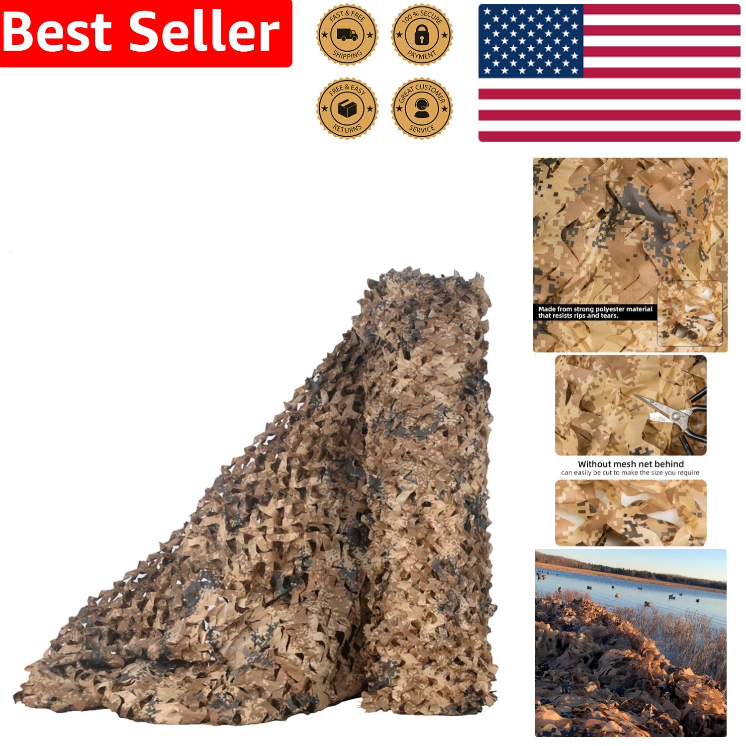 Camouflage Net Military Hunting Blinds Sunshade Oxford Polyester Durable