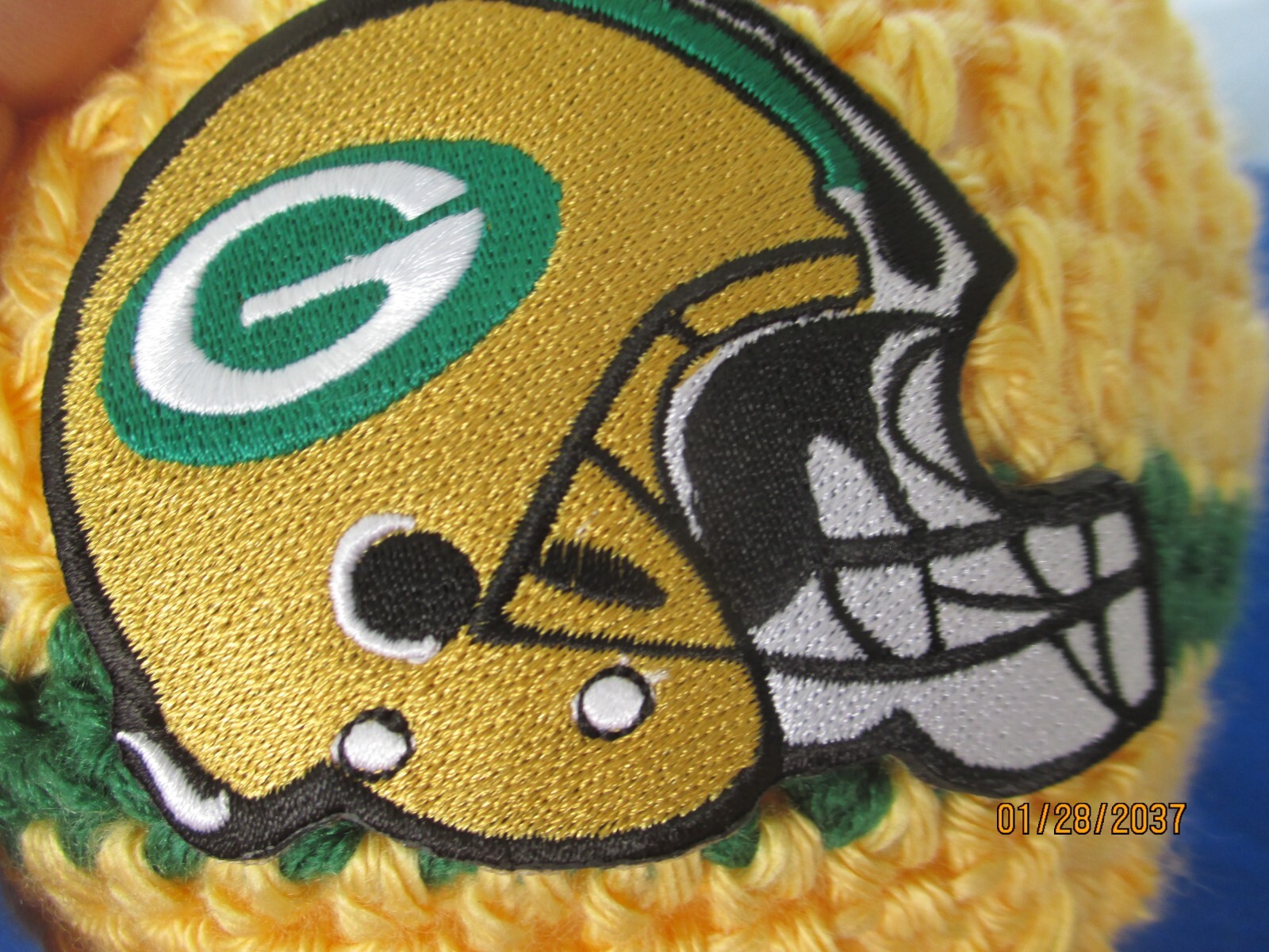 GREEN BAY PACKERS'  Beanie Hat YELLOW & GREEN with GB  Helmet Decal Adult Size