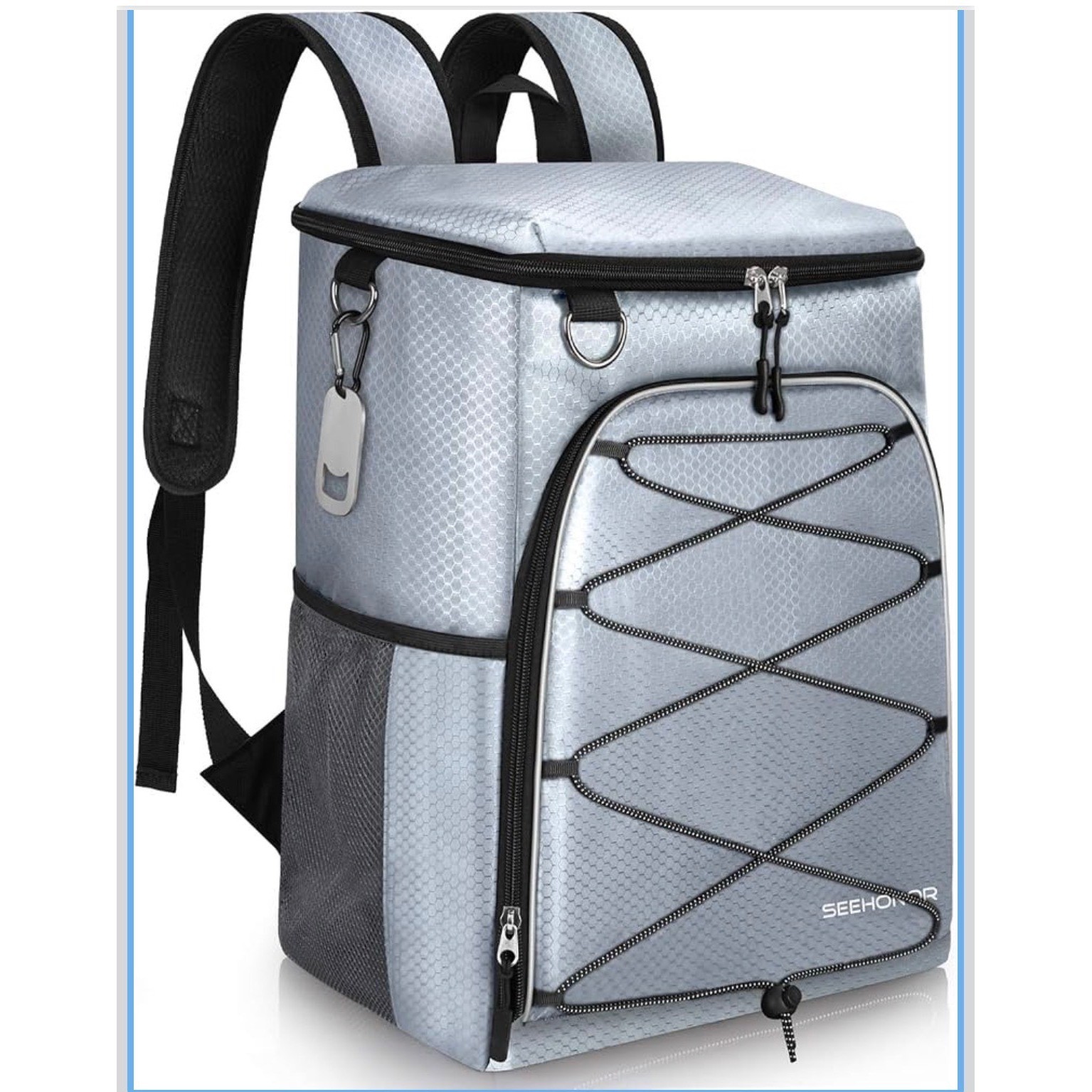 SEEHONOR New Insulated Cooler Backpack 25L Leakproof Padded Bag  Gray 25 Can