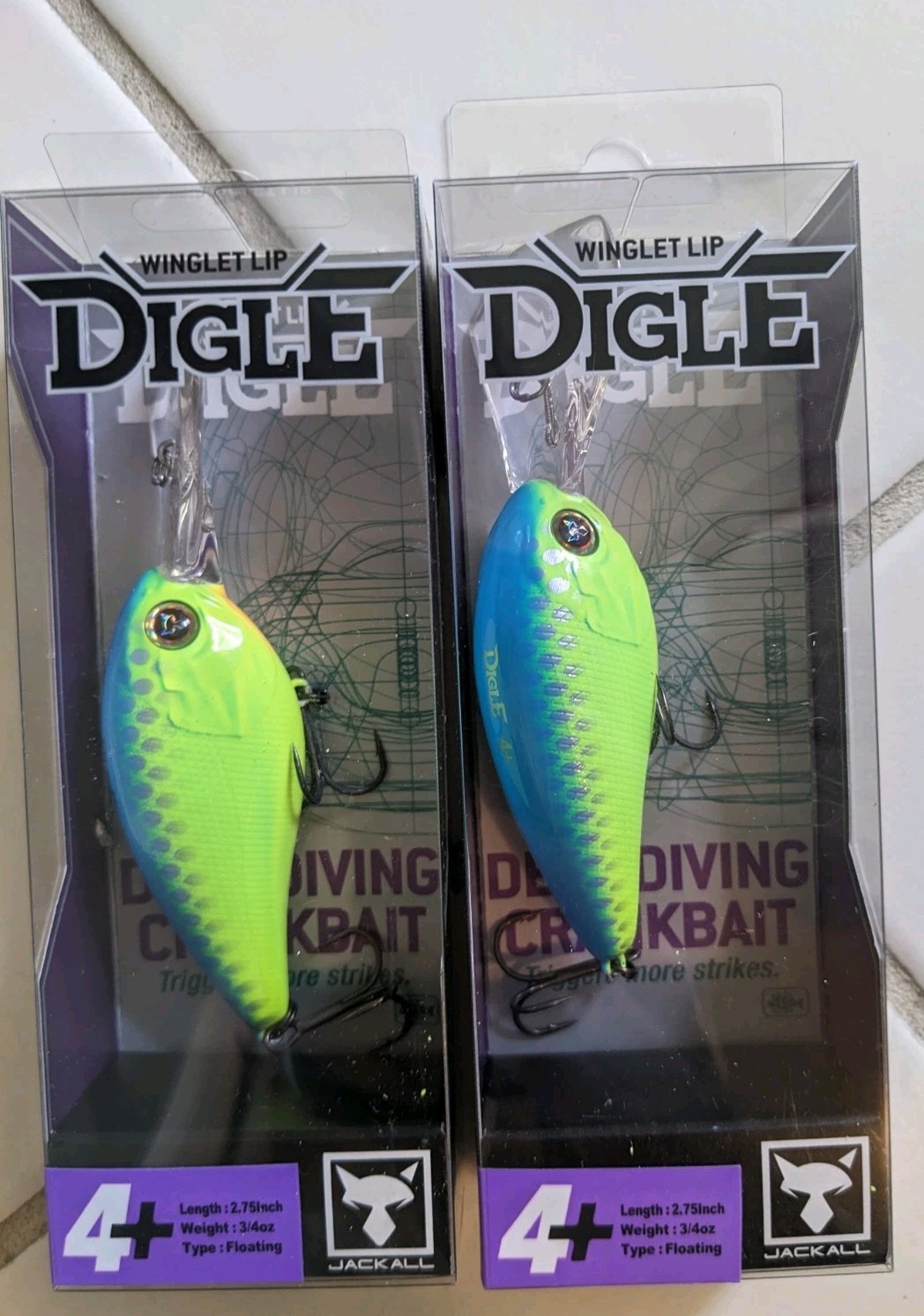 Lot of Two Jackall Digle 4+ Crankbaits