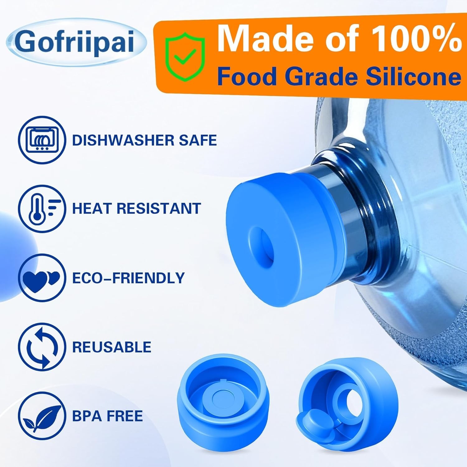 Durable Silicone Replacement Caps for 2, 3 & 5 Gallon Water Dispensers - 3 Pack