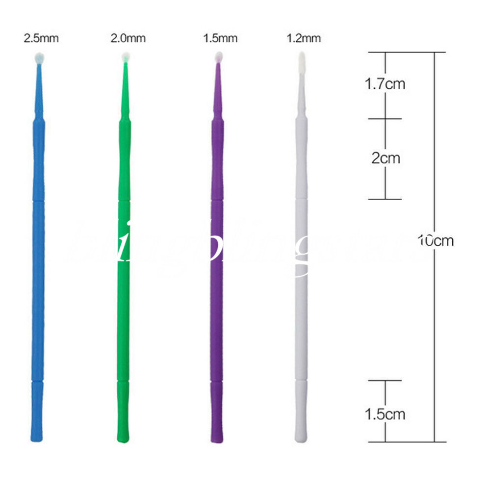 100 Pcs Dental Disposable Micro Applicator Brush Tips Bendable 1.2/1.5/2.0/2.5mm