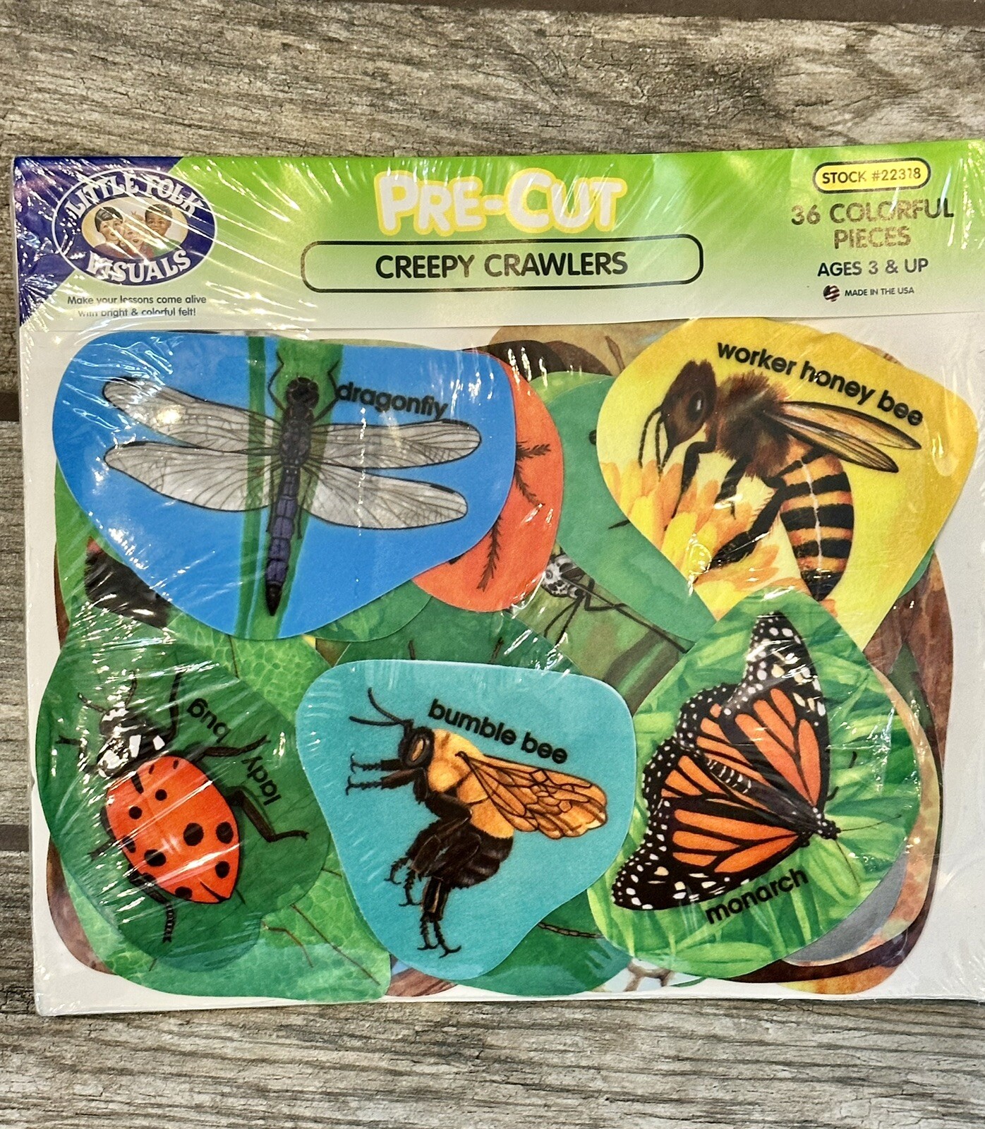 Little Folk Visuals Pre-Cut Felt Creepy Crawlers Bugs 36 Colorful Pieces  22318