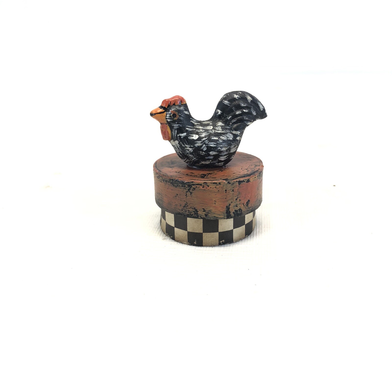 2003 Silver Willow Folk Art Chicken Trinket Box