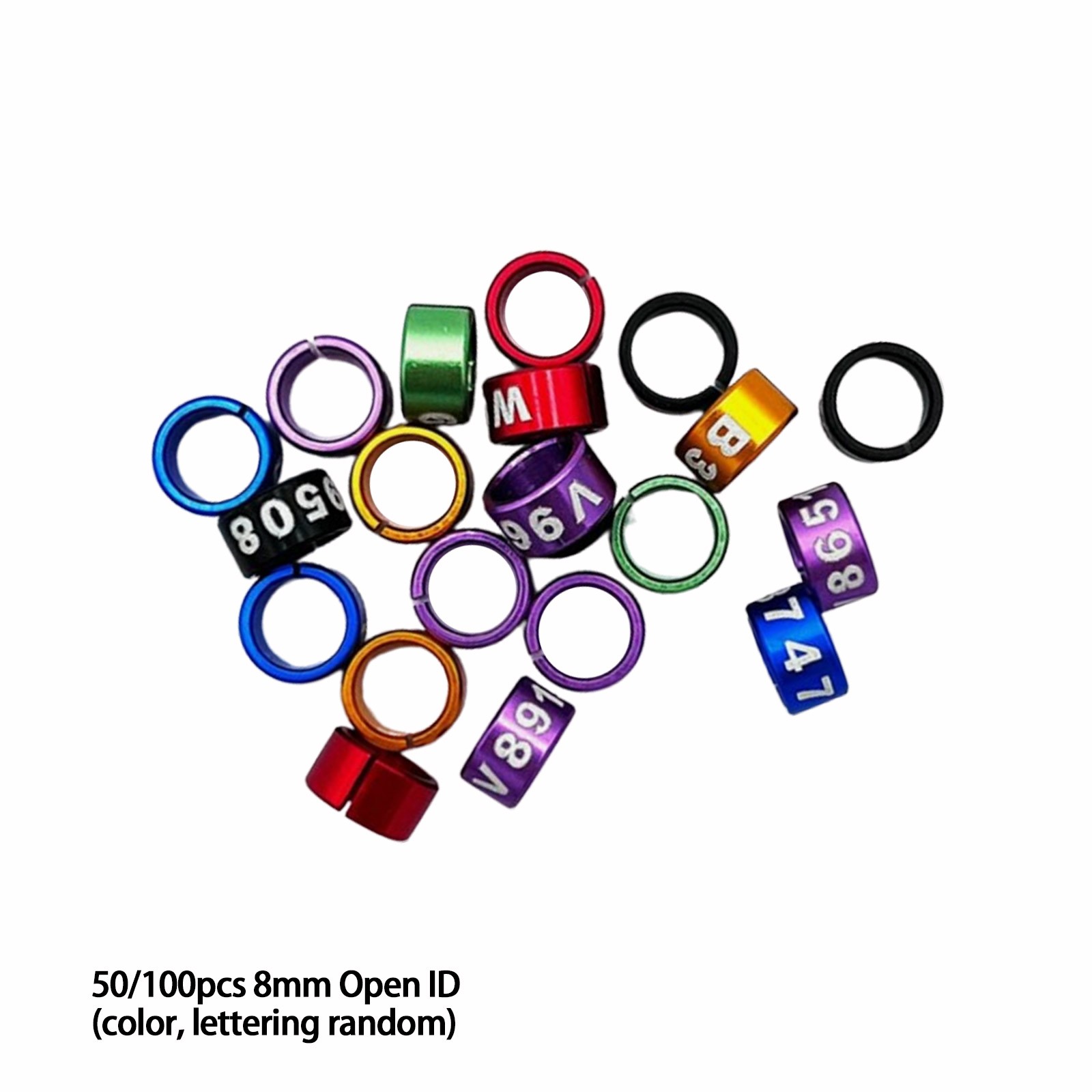 50-100PCS 8mm Conure Pigeons Rings Aluminium Closed-loop Bird Leg Bands
