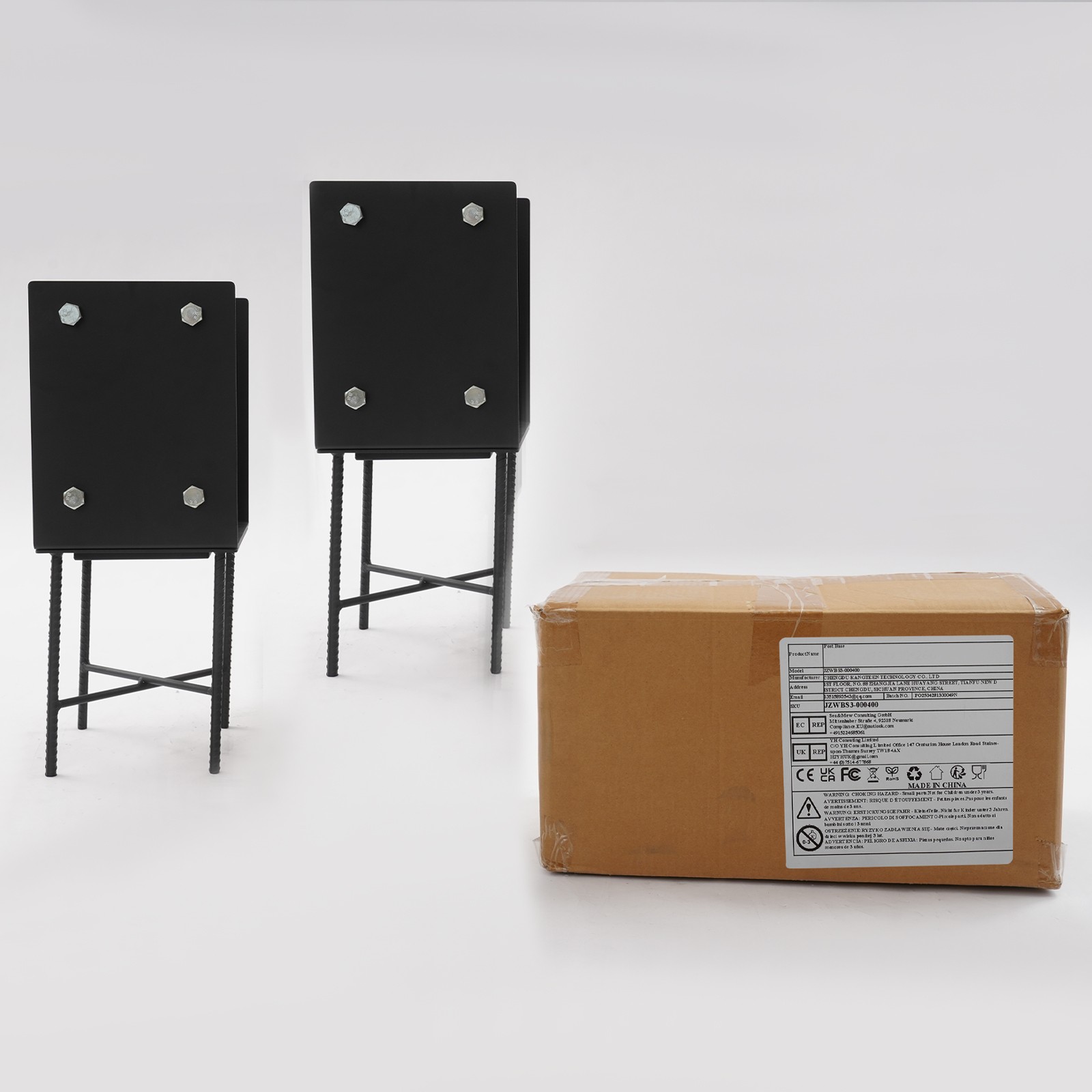 U-Shape Post Base Holder 7*7in Wet Concrete Fence Post Holder 2 Pack Black