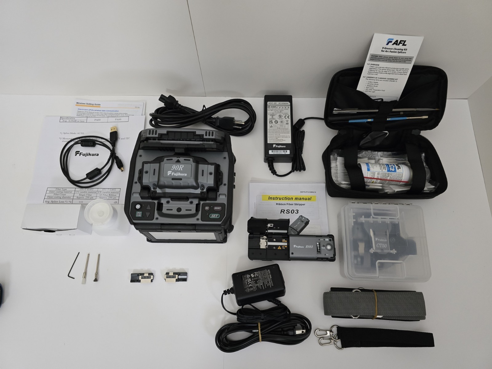 AFL Fujikura 90R Ribbon Fusion Splicer Kit  with CT50 and RS03 Total Arcs Zero