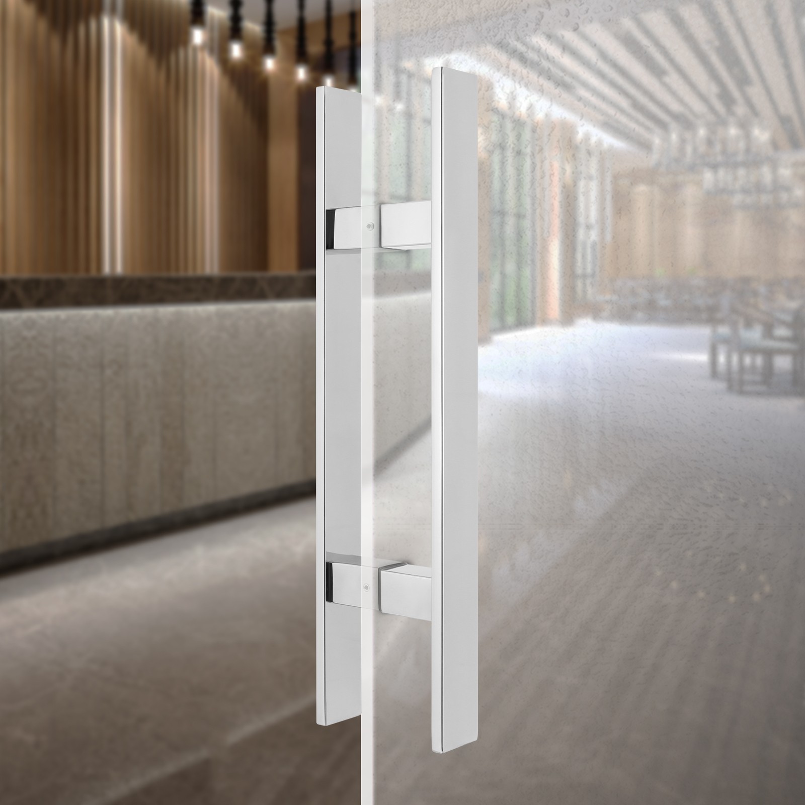 Stainless Steel Double Sided Push Pull Door Handle, H-shaped Door Pull Handle~