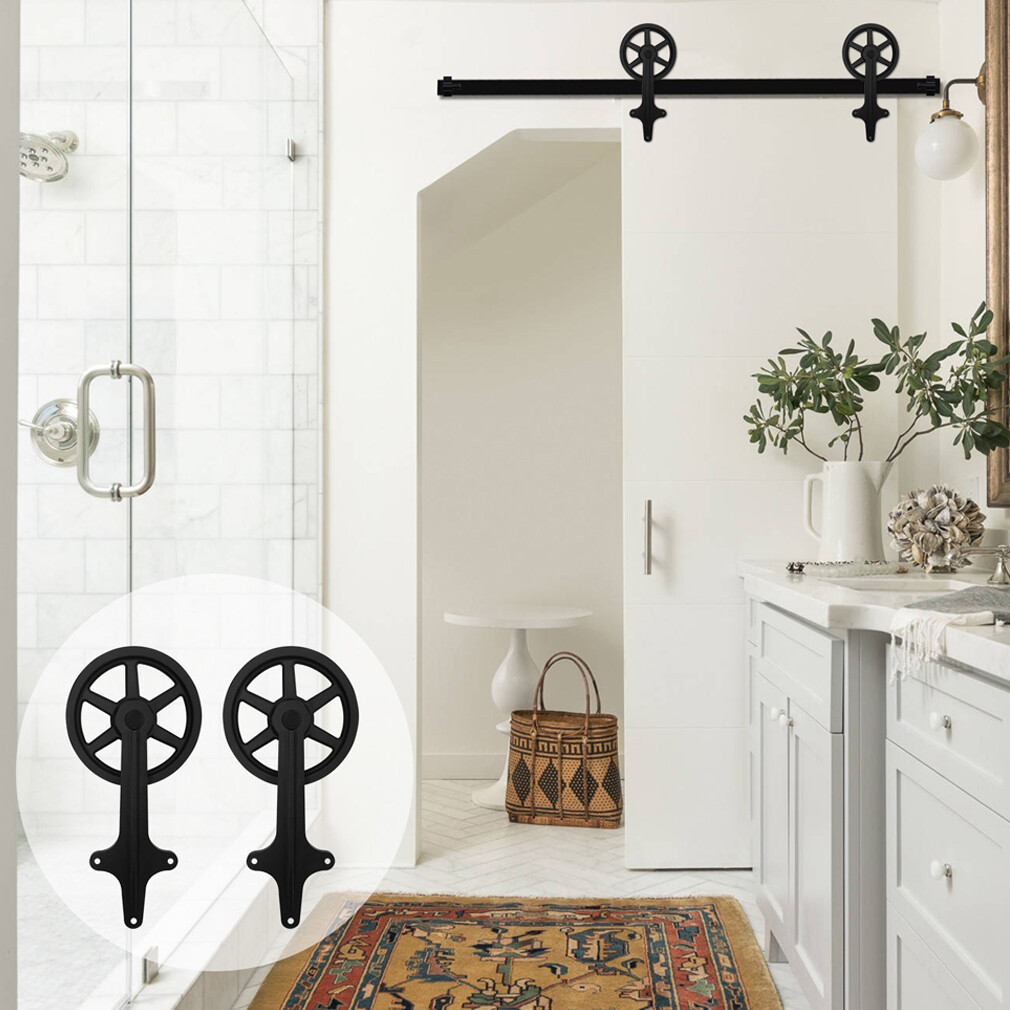 4~20FT Sliding Barn Door Hardware Track Kit for Single/Double Big Wheel Rustic