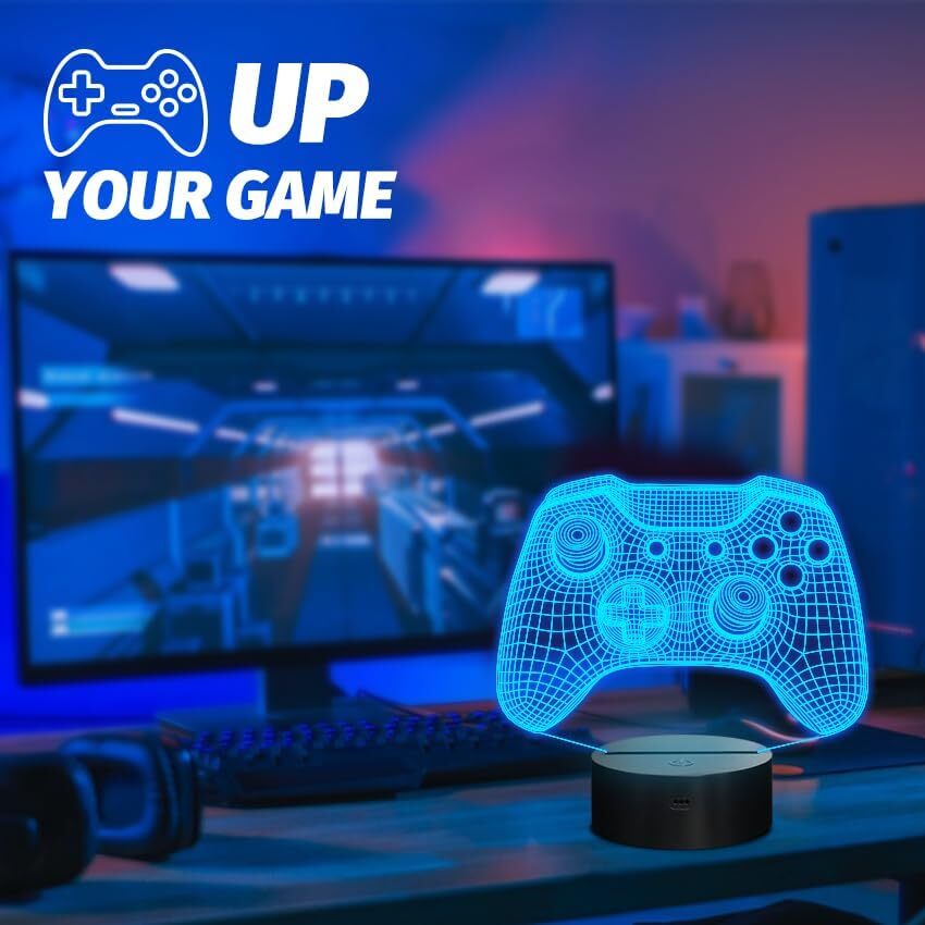 Gamepad Night Light, 3D Game Room Light with Remote + 16 Color Changing