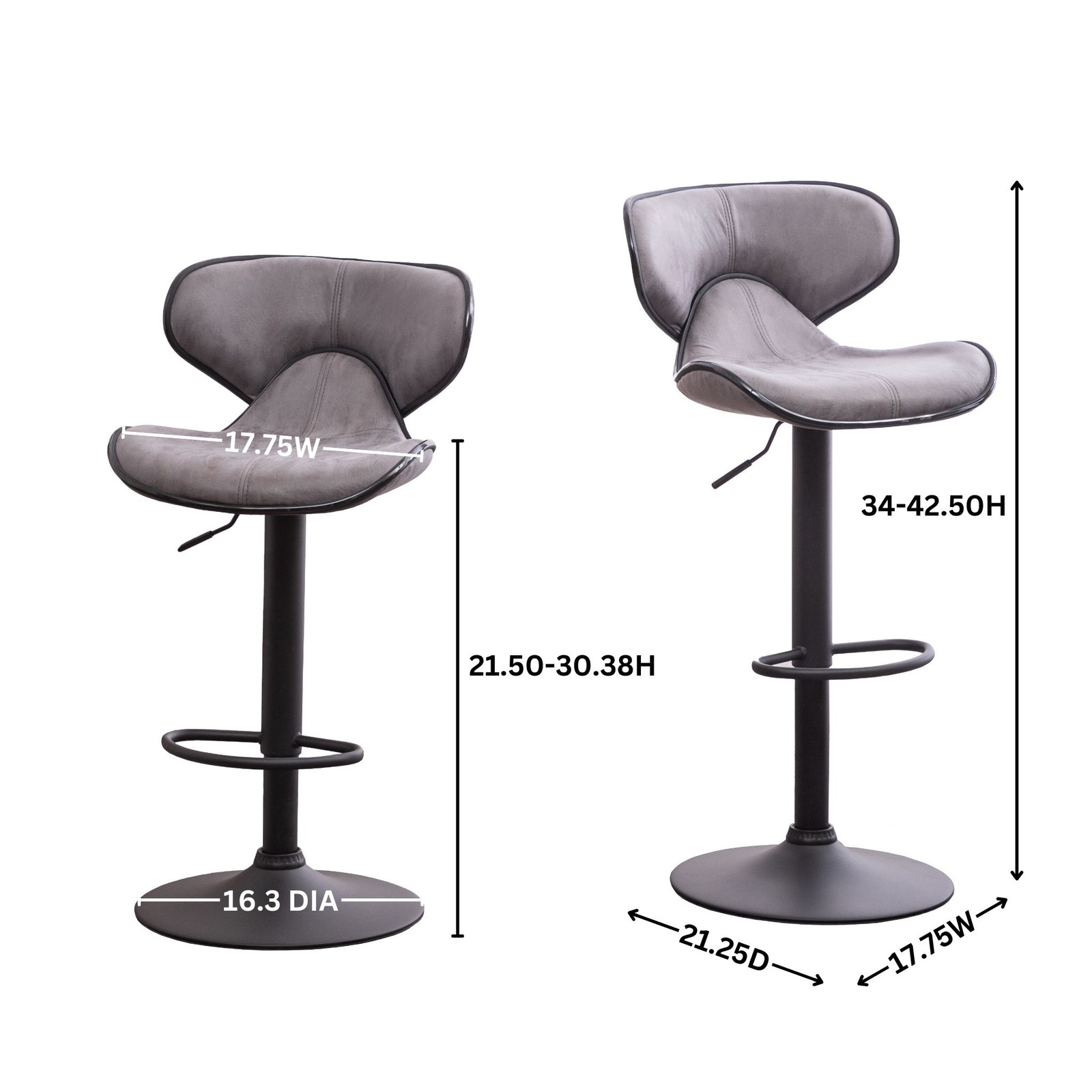 Masaccio Weathered Upholstery Airlift Adjustable Swivel Barstool with Chrome B