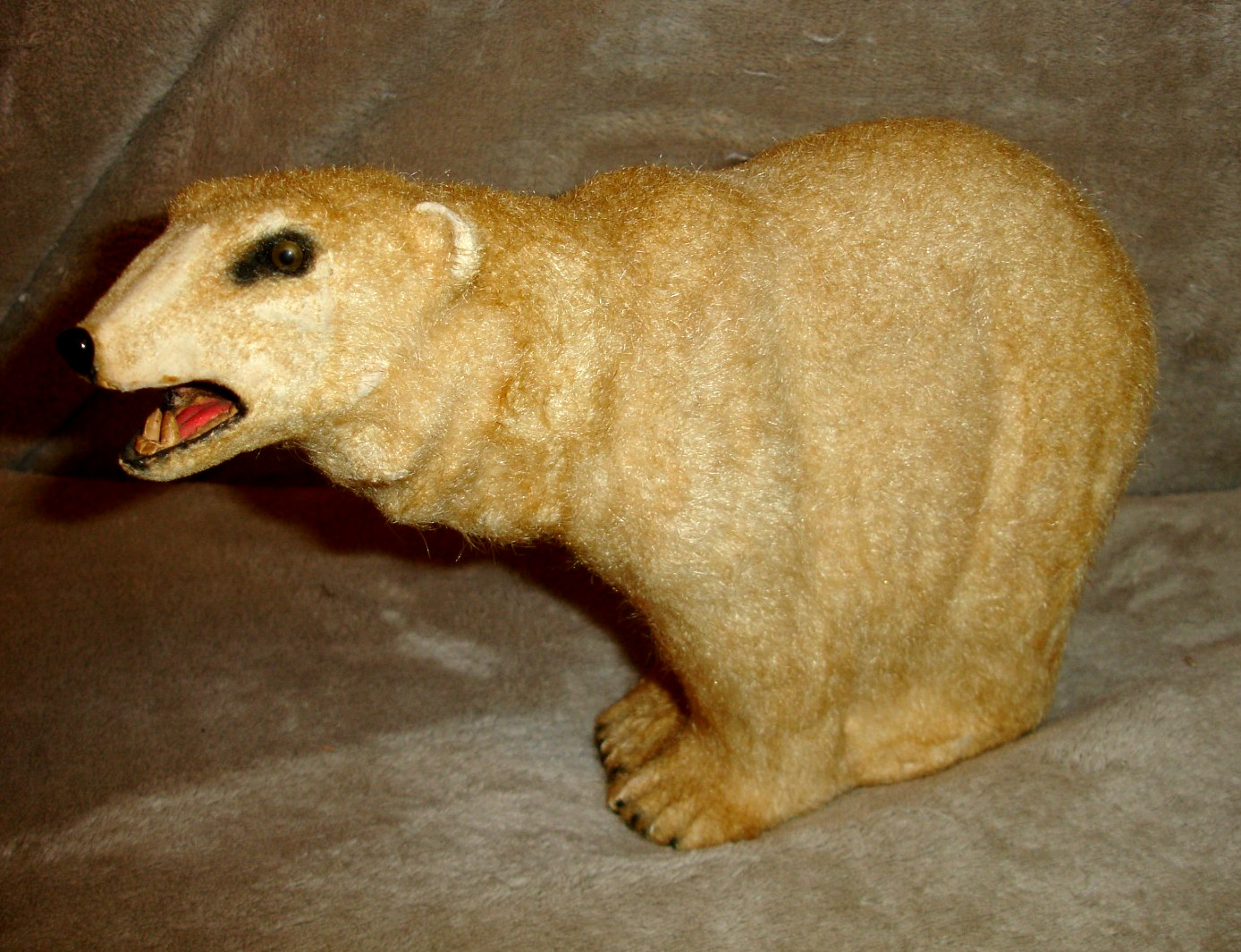Vintage Handmade Flocked Polar Bear 10.5" Long 6.5" Tall Norwegian?