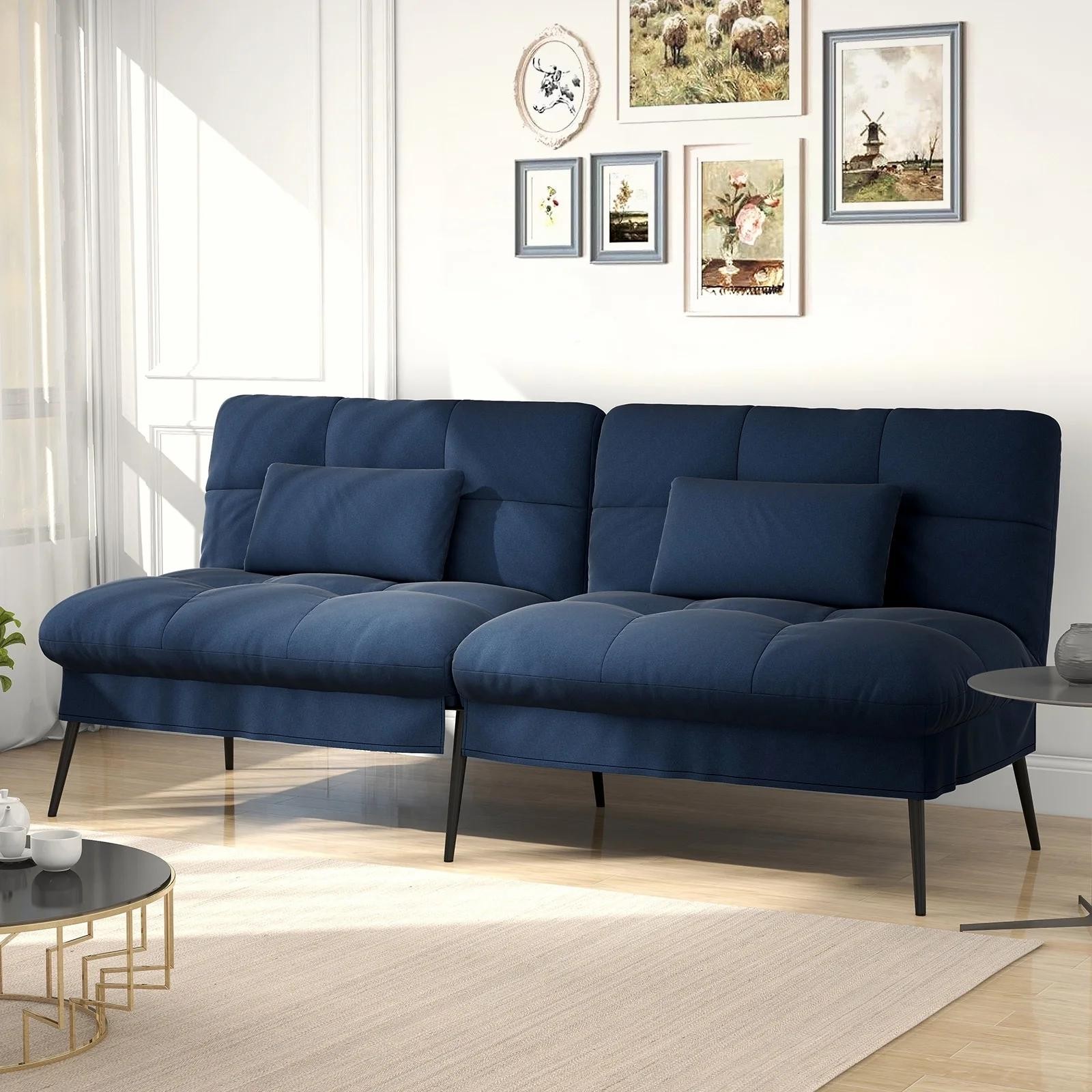 CLOUD Comfort Convertible Futon Sleeper Sofa Bed Lounger With Lumbar Pillows New