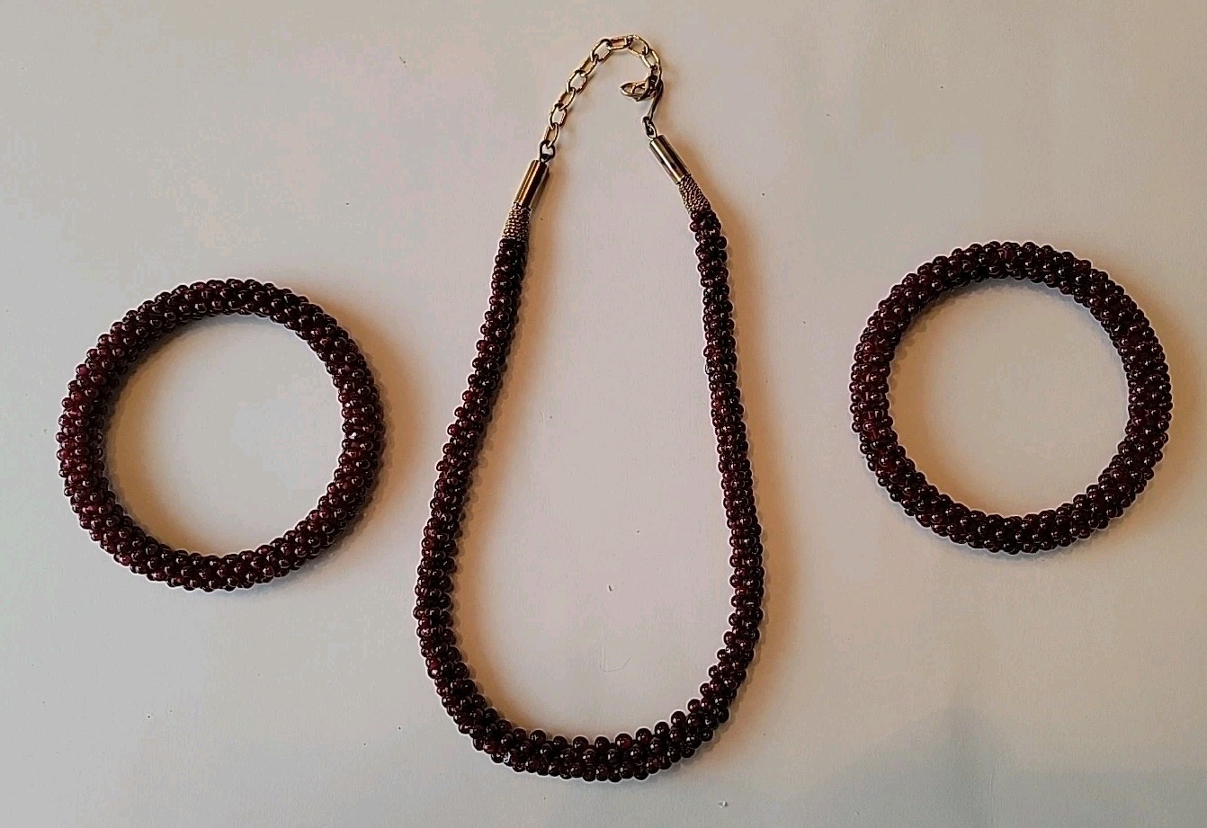 2 Bracelets & 1 Necklace Beaded Bangles