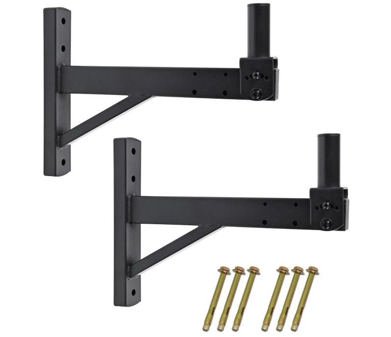 Soporte pared altavoz profesional, inclinable, hasta 45kg, negro pack 2
