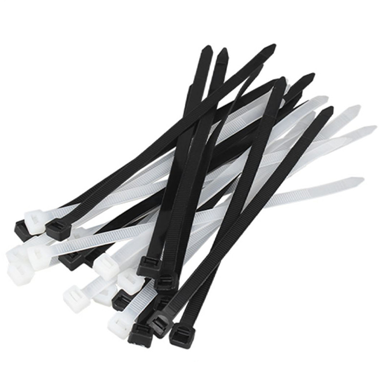 Self-Locking Plastic Nylon Cable Ties Nylon Zip Tie Wrap Black/White Width:7.2mm