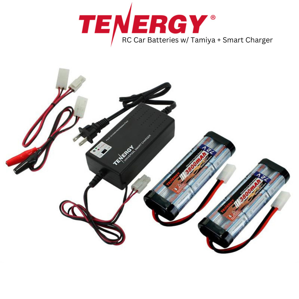 Tenergy 2PCS 7.2V 3800mAh NiMH RC Car Batteries w/ Tamiya+Smart Charger 6V-12V