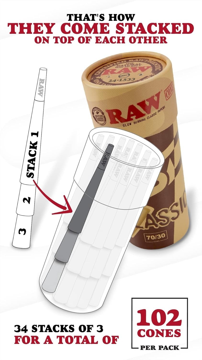 RAW Dogwalker Cones 70/30 Bundle | 102 Pack w/ 1 1/4 Cone Loader