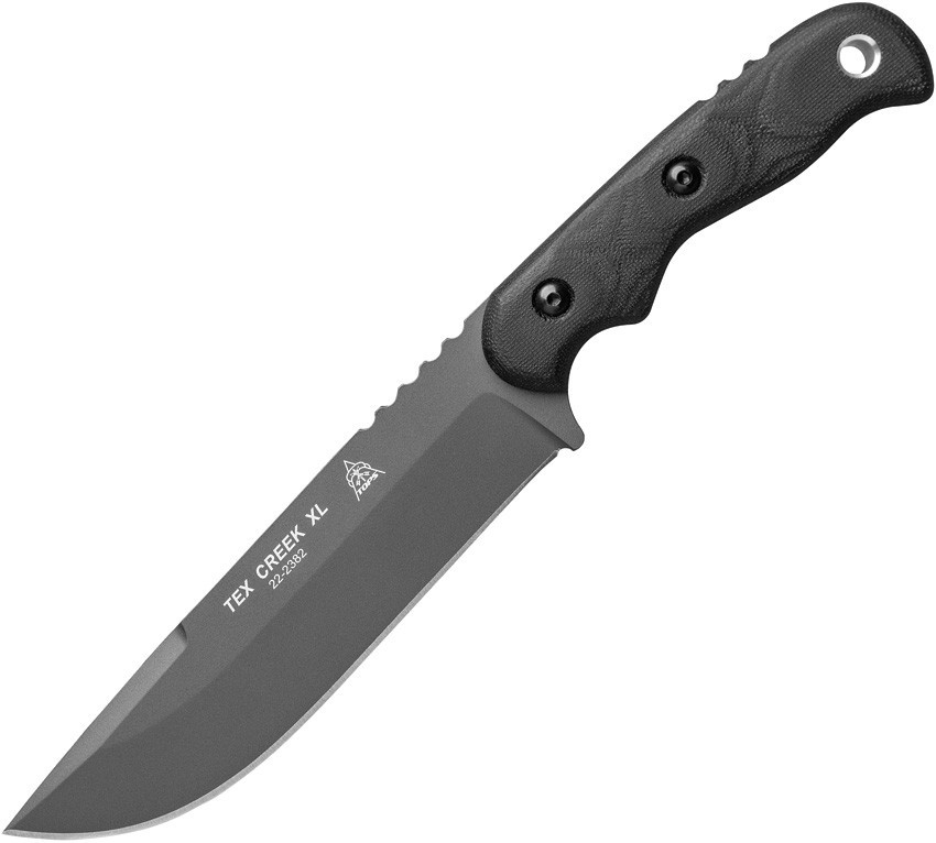 TOPS TEX Creek XL Fixed Blade 6.13" Carbon Black Micarta Fixed Knife TEXXL-02