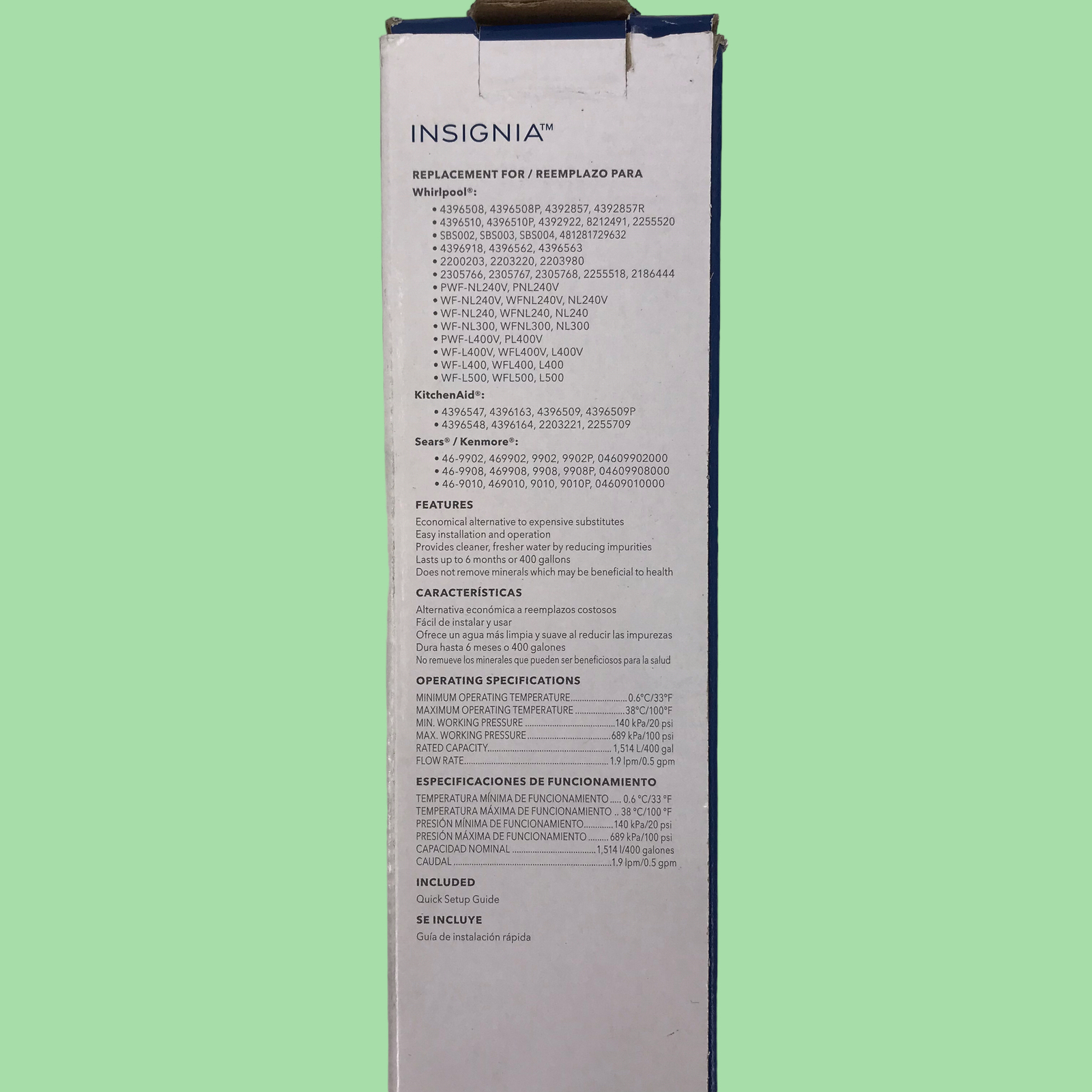 Insignia™ - Water Filters for Select Whirlpool Refrigerators (2-Pack) - White