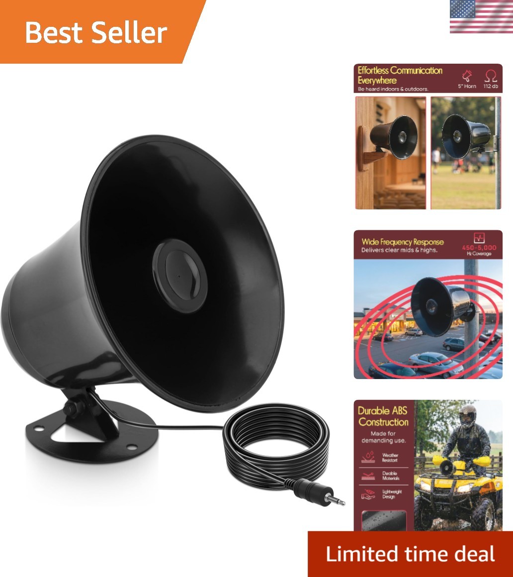 Loud and Clear 5'' Outdoor PA Speaker - 8 Ohm with 180° Adjustable Bracket