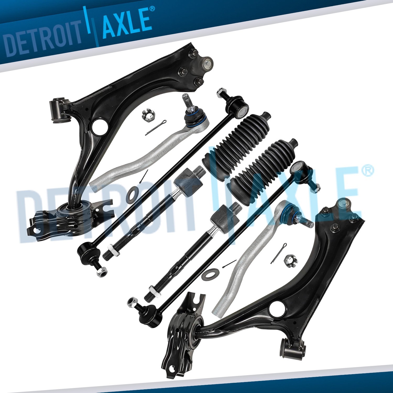 Front Lower Control Arms Sway Bars Tie Rods Boots for 2016 - 2019 Honda Civic