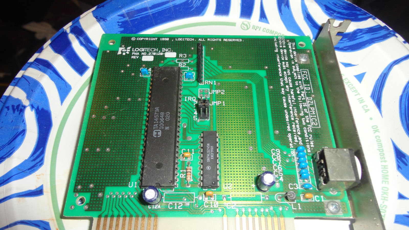 Vintage Logitech Bus Mouse Mouseport interface card 8 bit ISA NEW NOS ISA26 1990