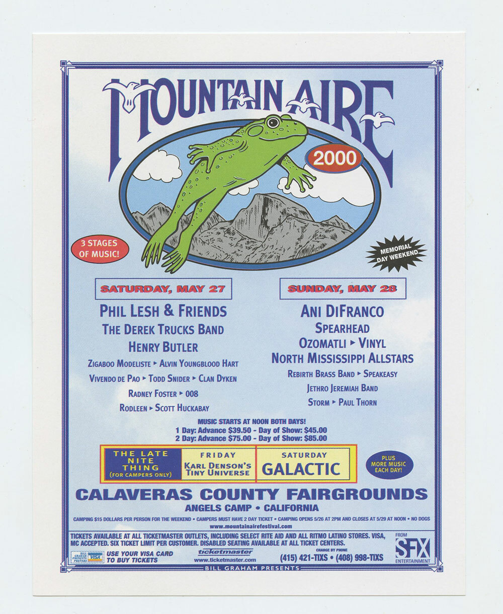 Phil Lesh Ani Difranco Spearhead Ozomatli Handbill 2000 Mountain Aire