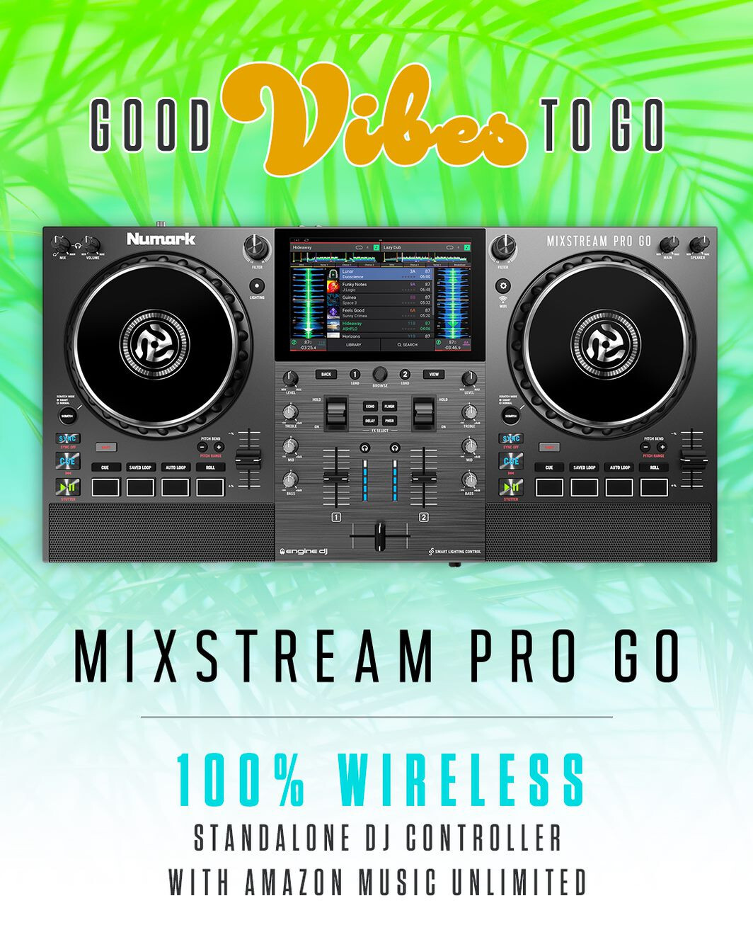 Numark Mixstream Pro Go Battery Powered Streaming DJ Controller + Hard Shell Bag