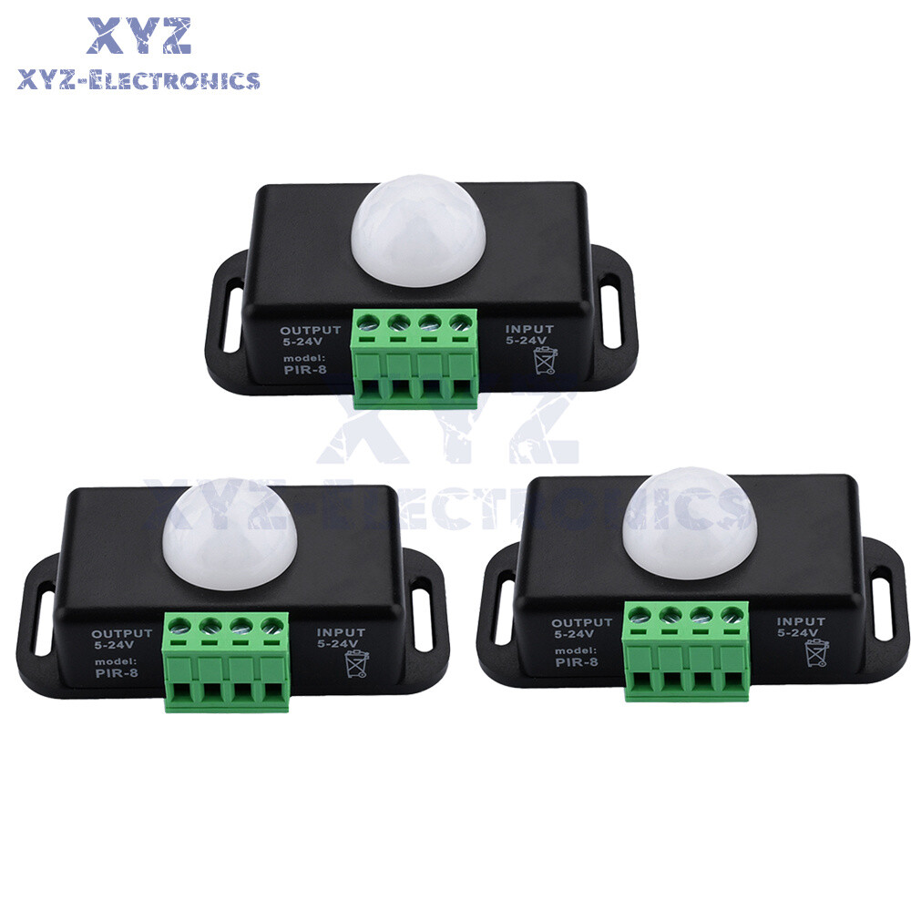 3PCS DC 12V-24V 8M Auto Infrared PIR Motion Sensor Detector Switch For LED Light