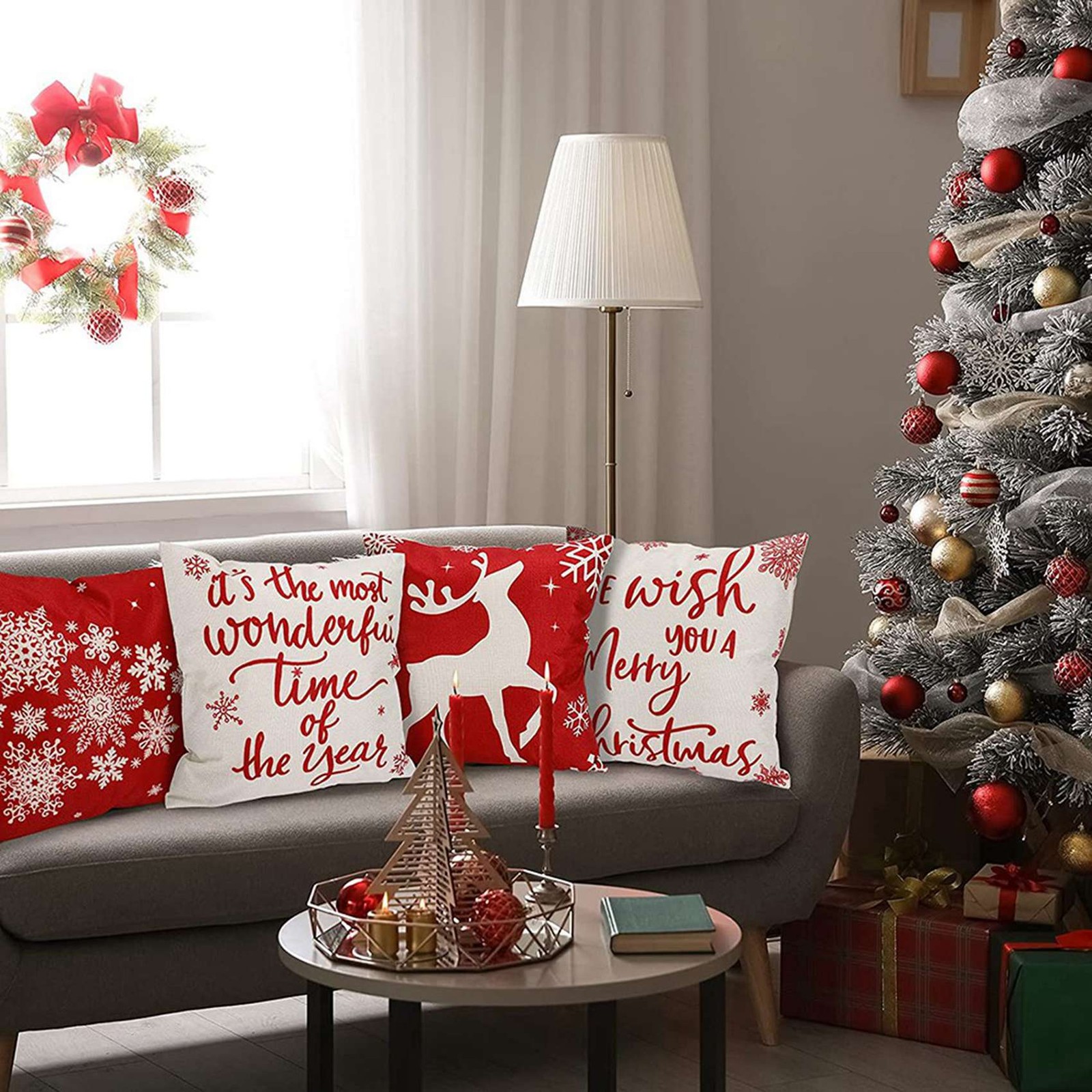 Christmas Pillow Covers 18x18 Set of 4 Christmas Decorations Farmhouse8040