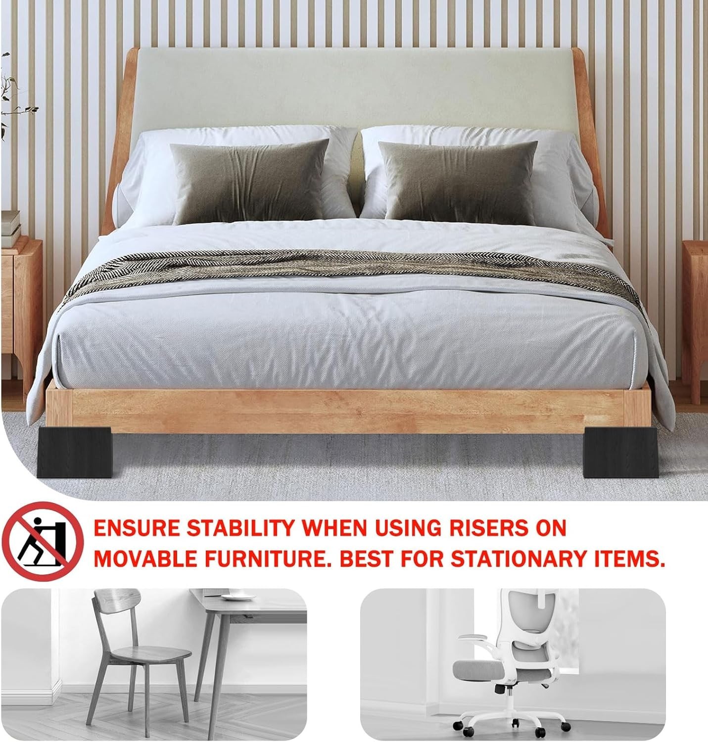 Bed Risers 5 Inch Heavy Duty,Oversized Couch Risers, Extra Wide Furnit...