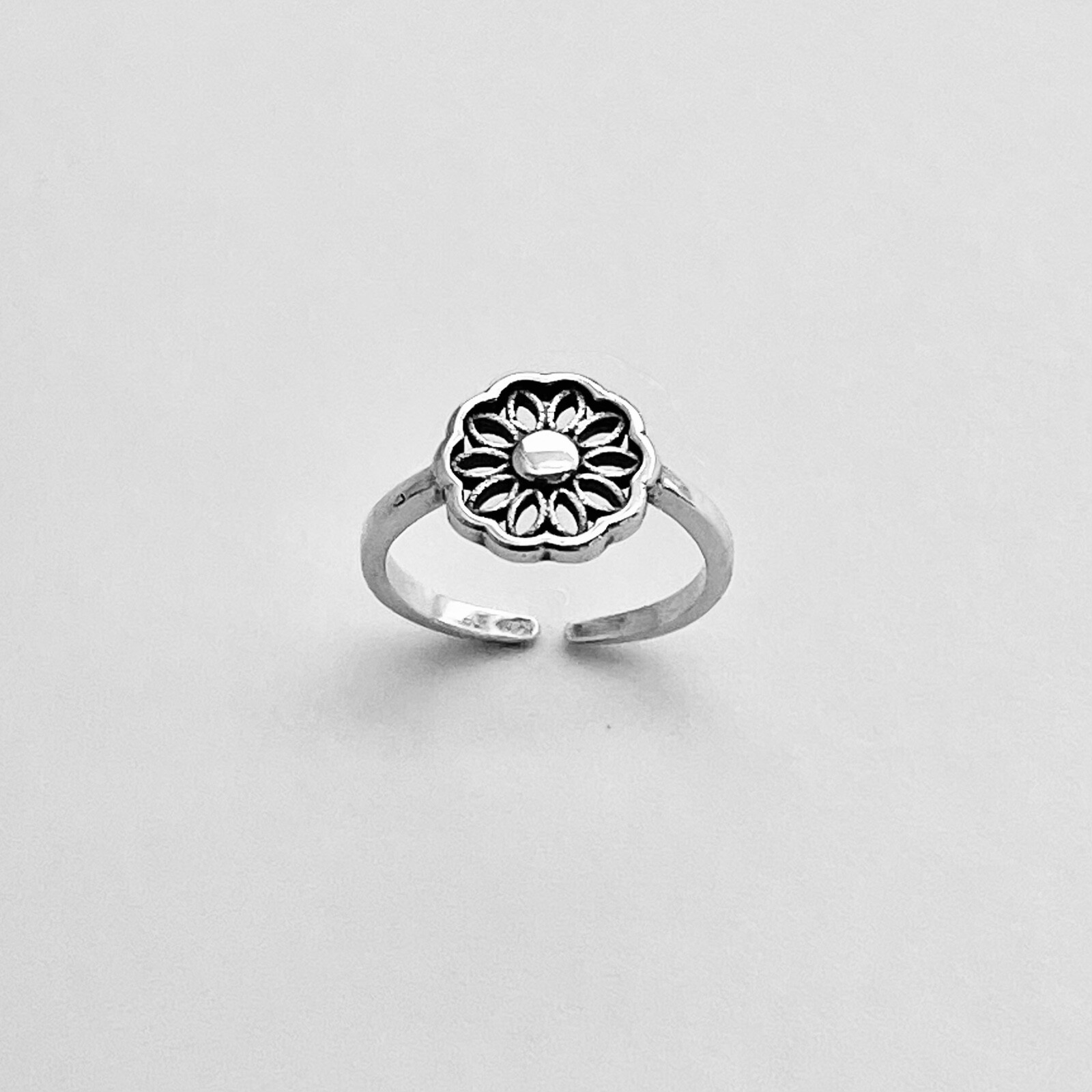 Sterling Silver Mandala Toe Ring, Flower Ring, Silver Rings